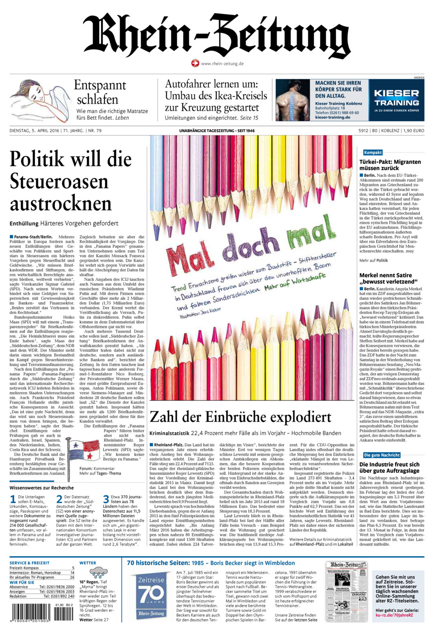 Rhein-Zeitung Koblenz & Region vom Dienstag, 05.04.2016