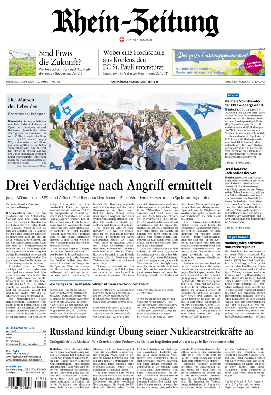 Rhein-Zeitung Koblenz & Region vom Dienstag, 07.05.2024