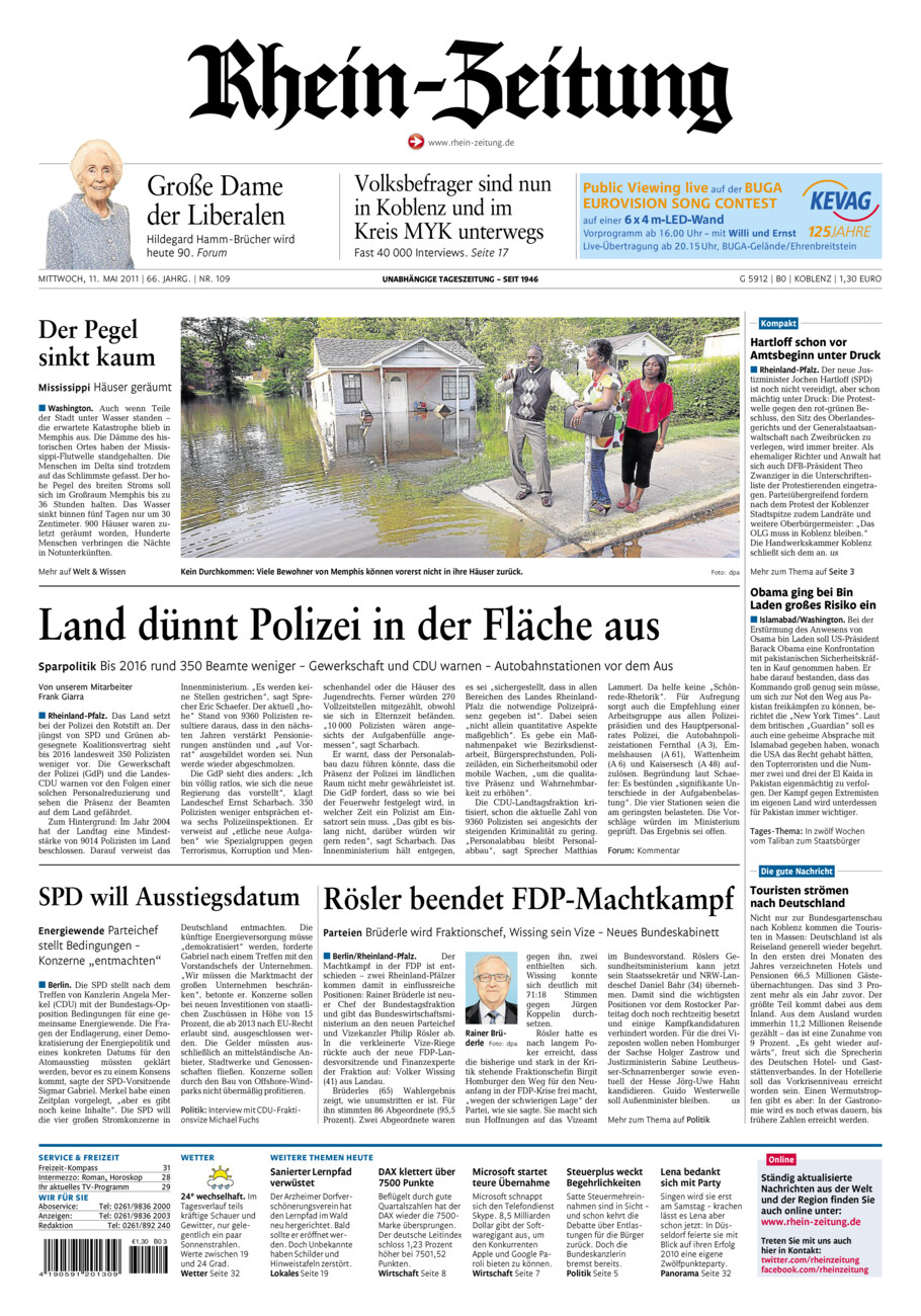 Rhein-Zeitung Koblenz & Region vom Mittwoch, 11.05.2011