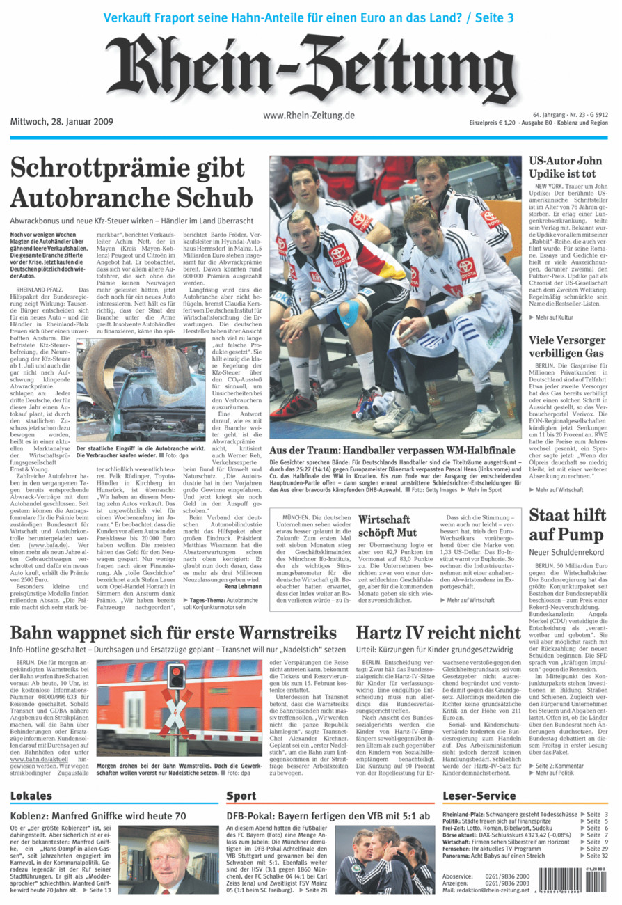 Rhein-Zeitung Koblenz & Region vom Mittwoch, 28.01.2009