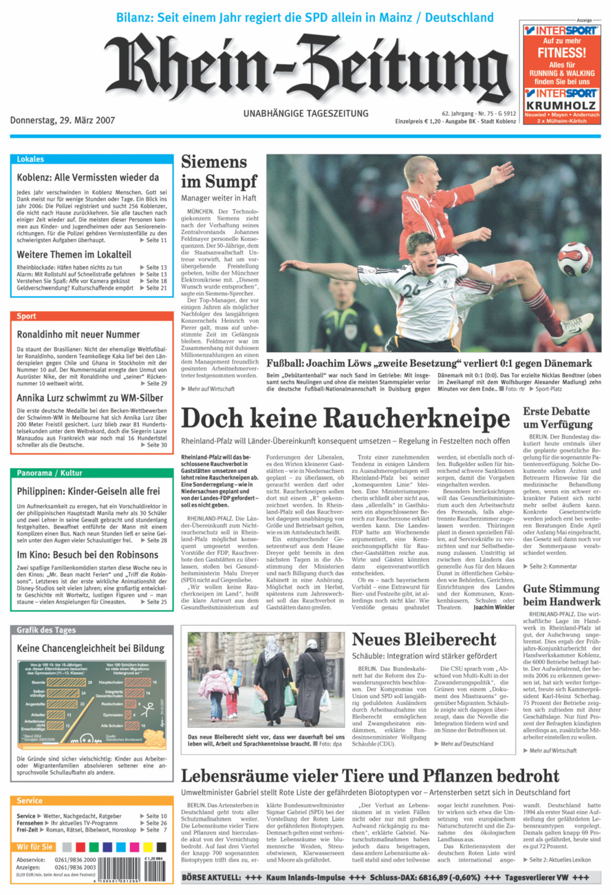 Rhein-Zeitung Koblenz & Region vom Donnerstag, 29.03.2007