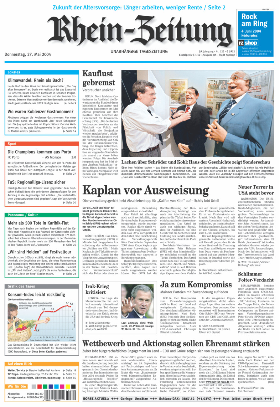 Rhein-Zeitung Koblenz & Region vom Donnerstag, 27.05.2004