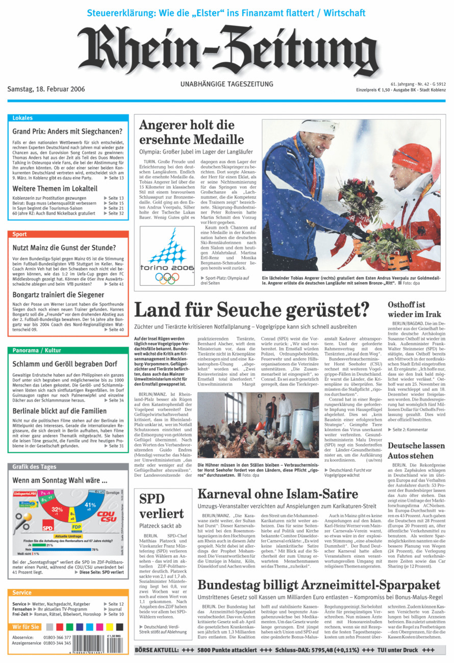 Rhein-Zeitung Koblenz & Region vom Samstag, 18.02.2006