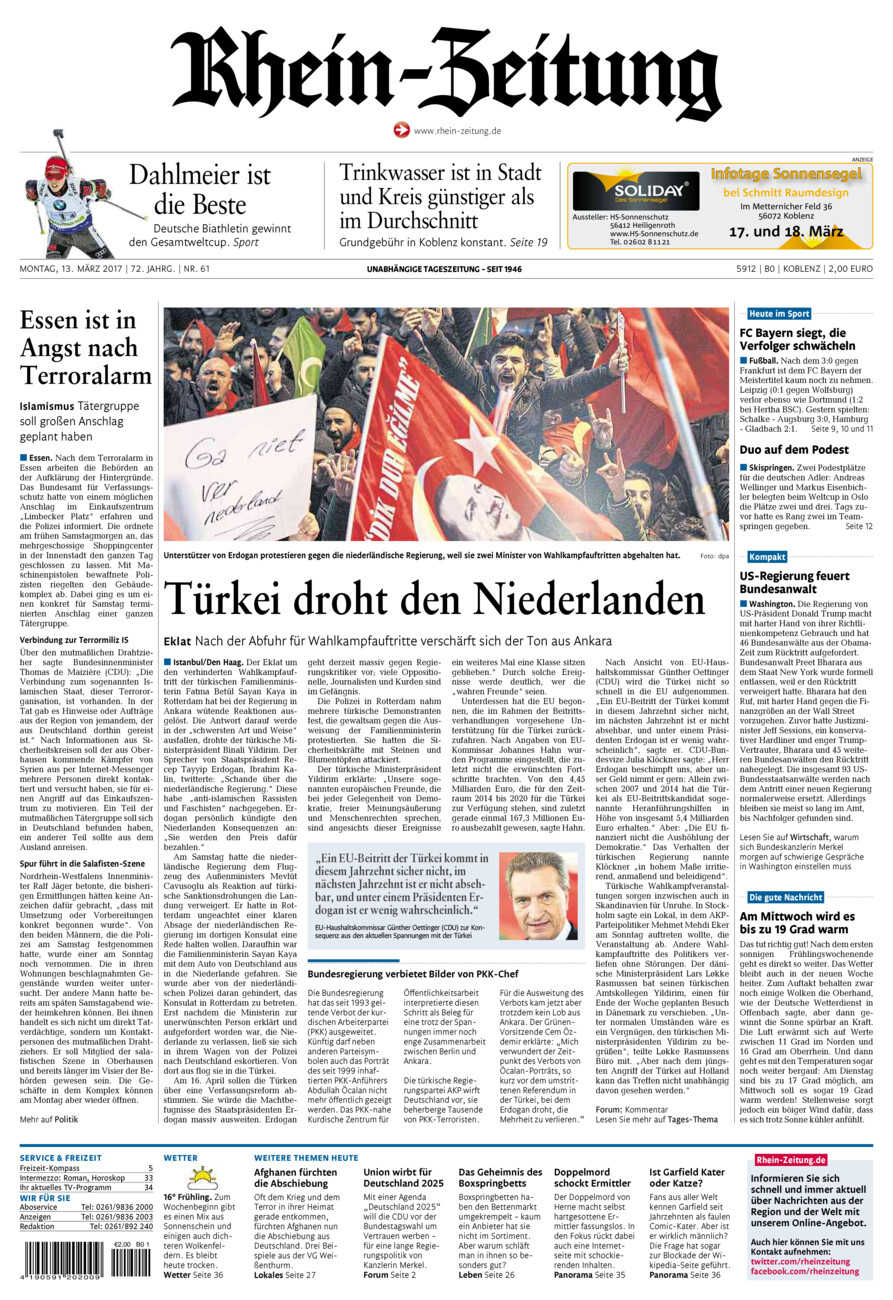 Rhein-Zeitung Koblenz & Region vom Montag, 13.03.2017