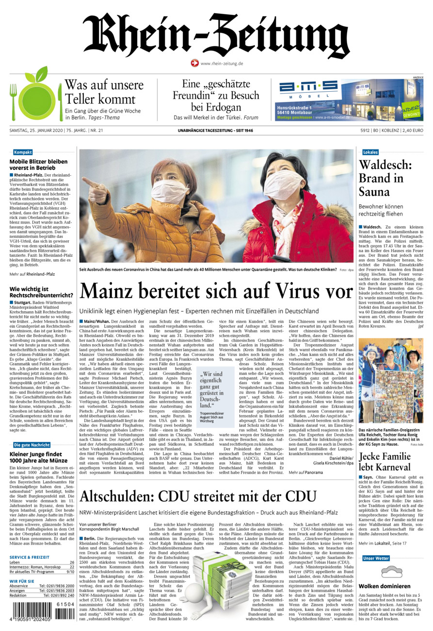 Rhein-Zeitung Koblenz & Region vom Samstag, 25.01.2020