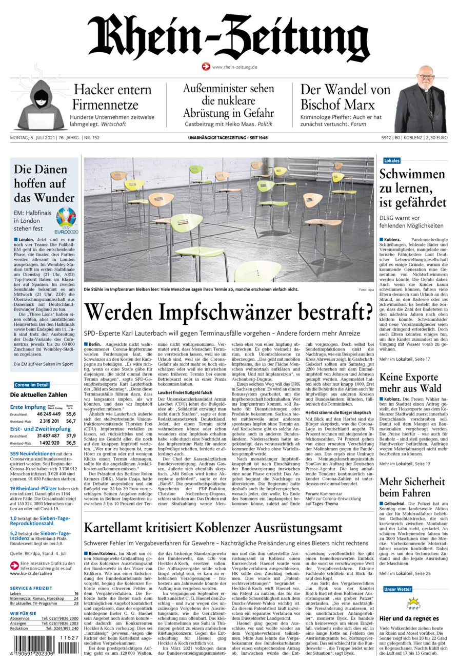 Rhein-Zeitung Koblenz & Region vom Montag, 05.07.2021