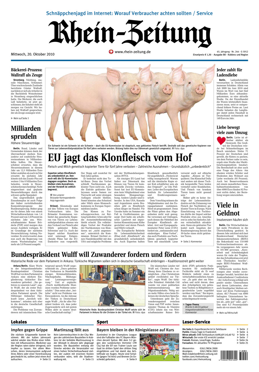 Rhein-Zeitung Koblenz & Region vom Mittwoch, 20.10.2010