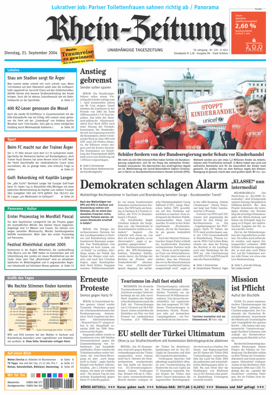 Rhein-Zeitung Koblenz & Region vom Dienstag, 21.09.2004
