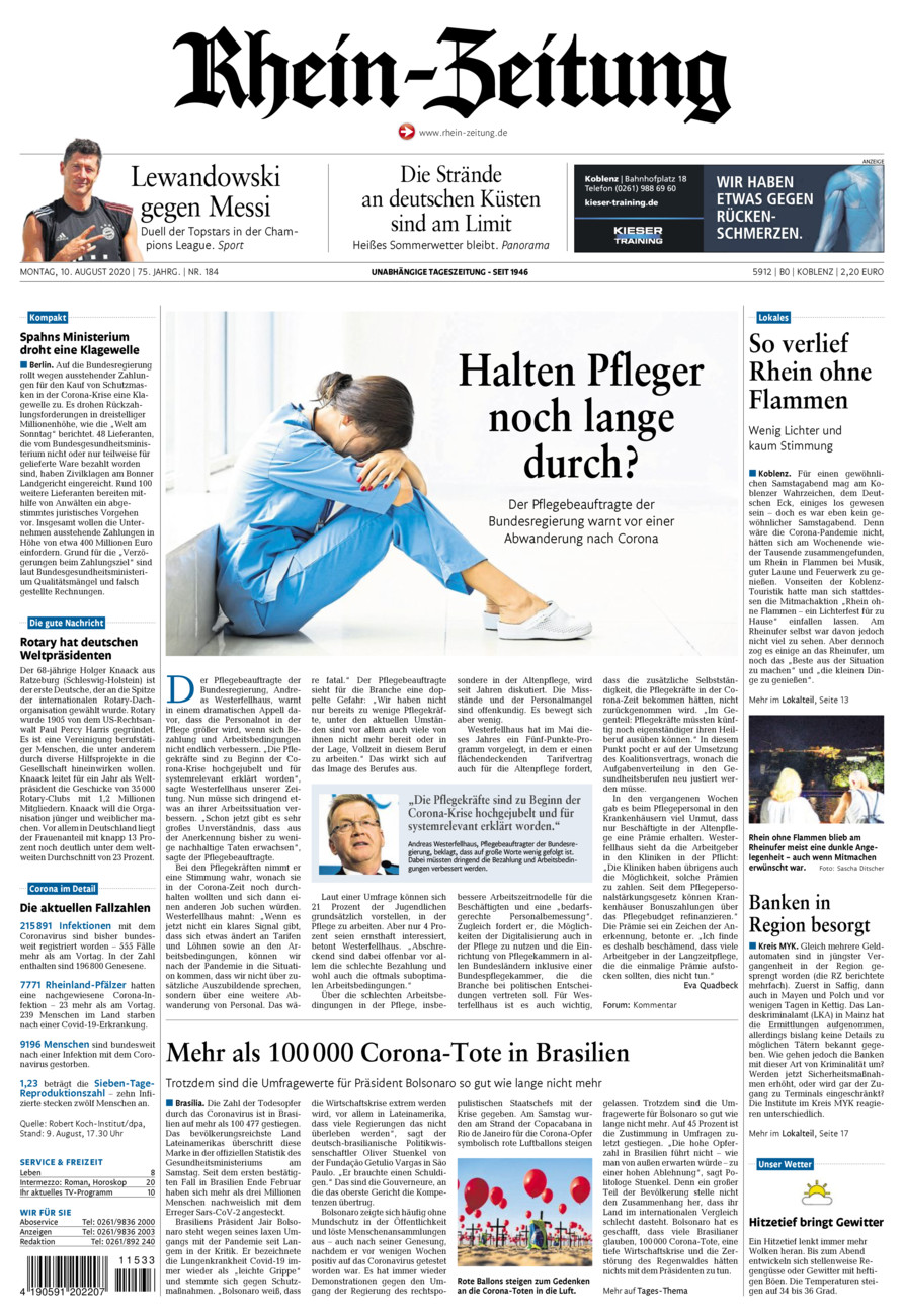 Rhein-Zeitung Koblenz & Region vom Montag, 10.08.2020