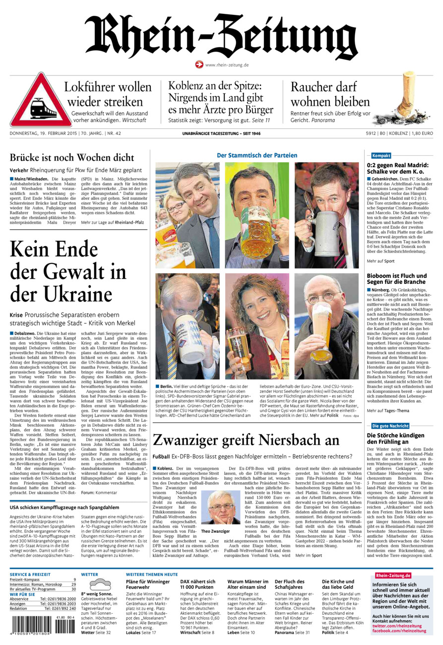 Rhein-Zeitung Koblenz & Region vom Donnerstag, 19.02.2015