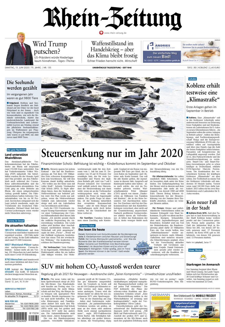 Rhein-Zeitung Koblenz & Region vom Samstag, 13.06.2020