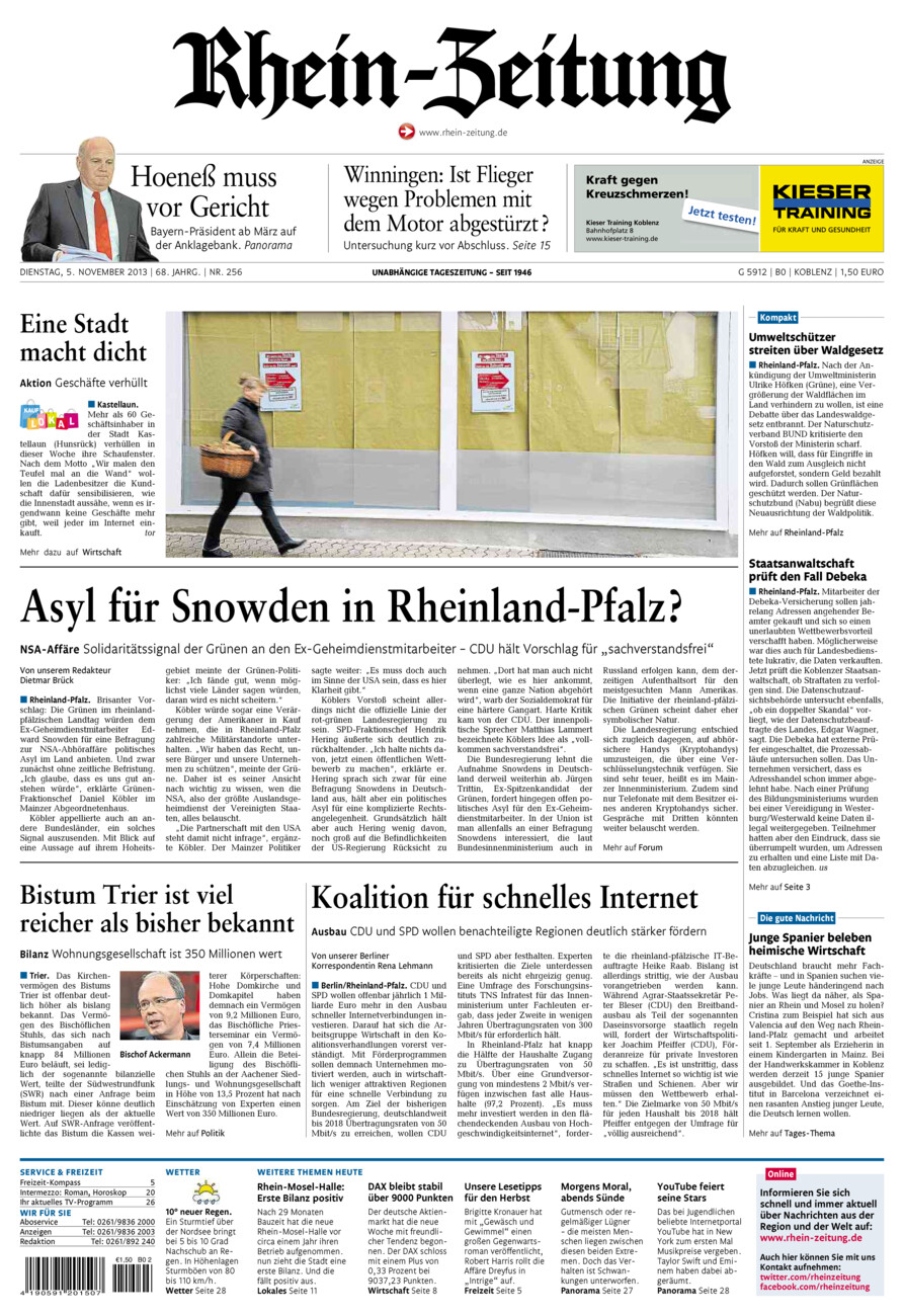 Rhein-Zeitung Koblenz & Region vom Dienstag, 05.11.2013