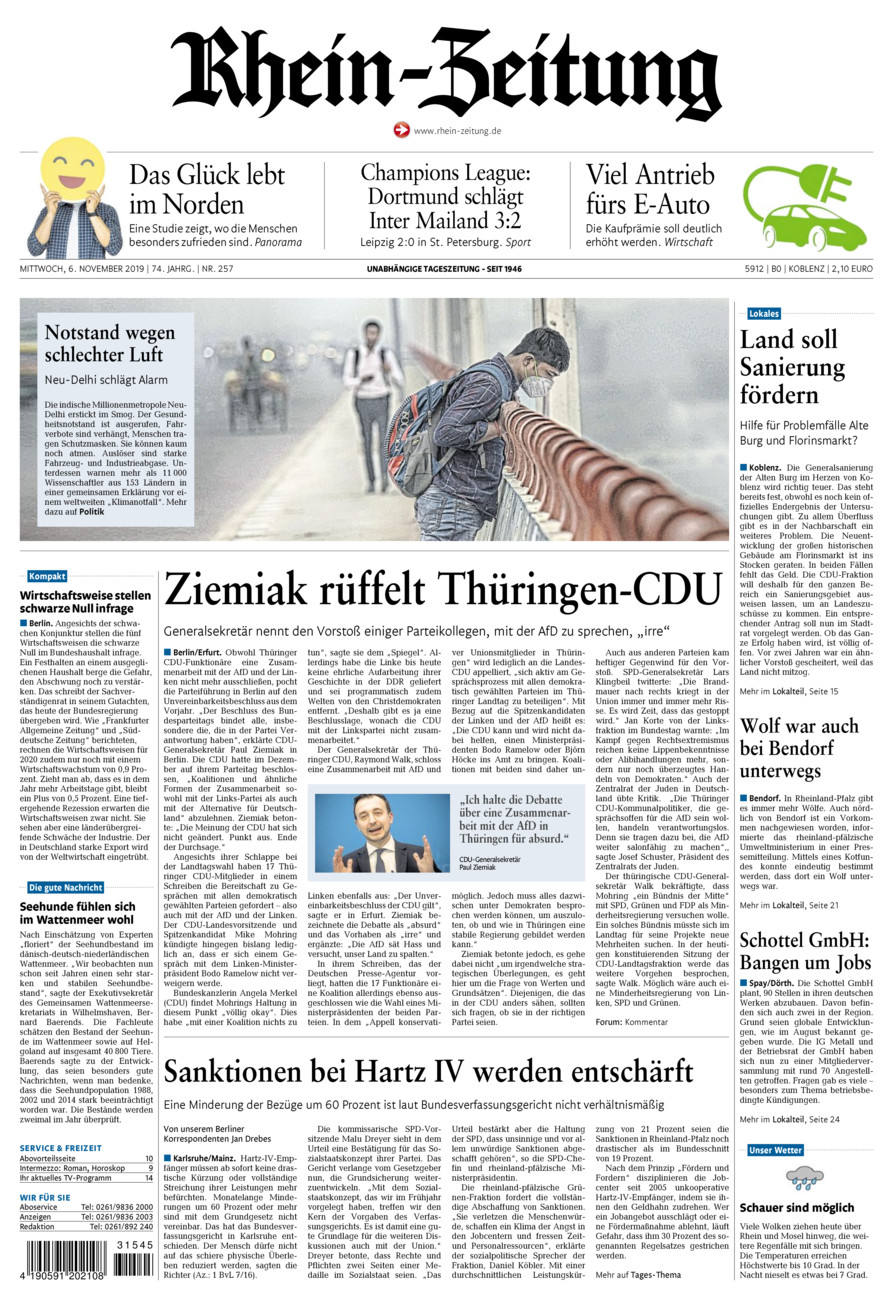 Rhein-Zeitung Koblenz & Region vom Mittwoch, 06.11.2019