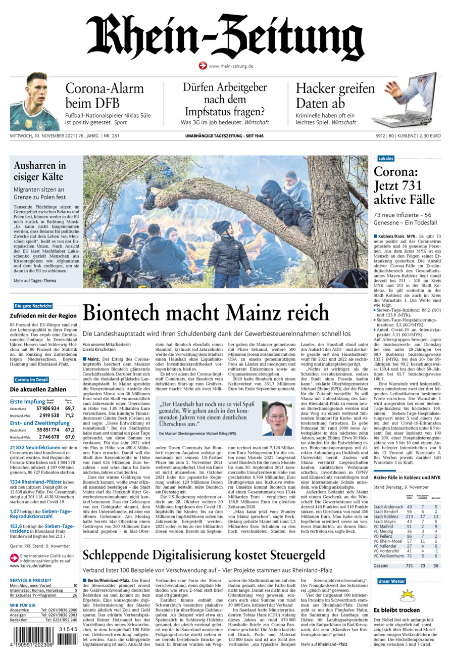 Rhein-Zeitung Koblenz & Region vom Mittwoch, 10.11.2021