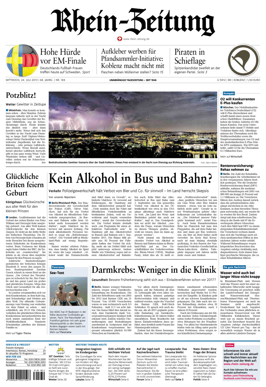 Rhein-Zeitung Koblenz & Region vom Mittwoch, 24.07.2013