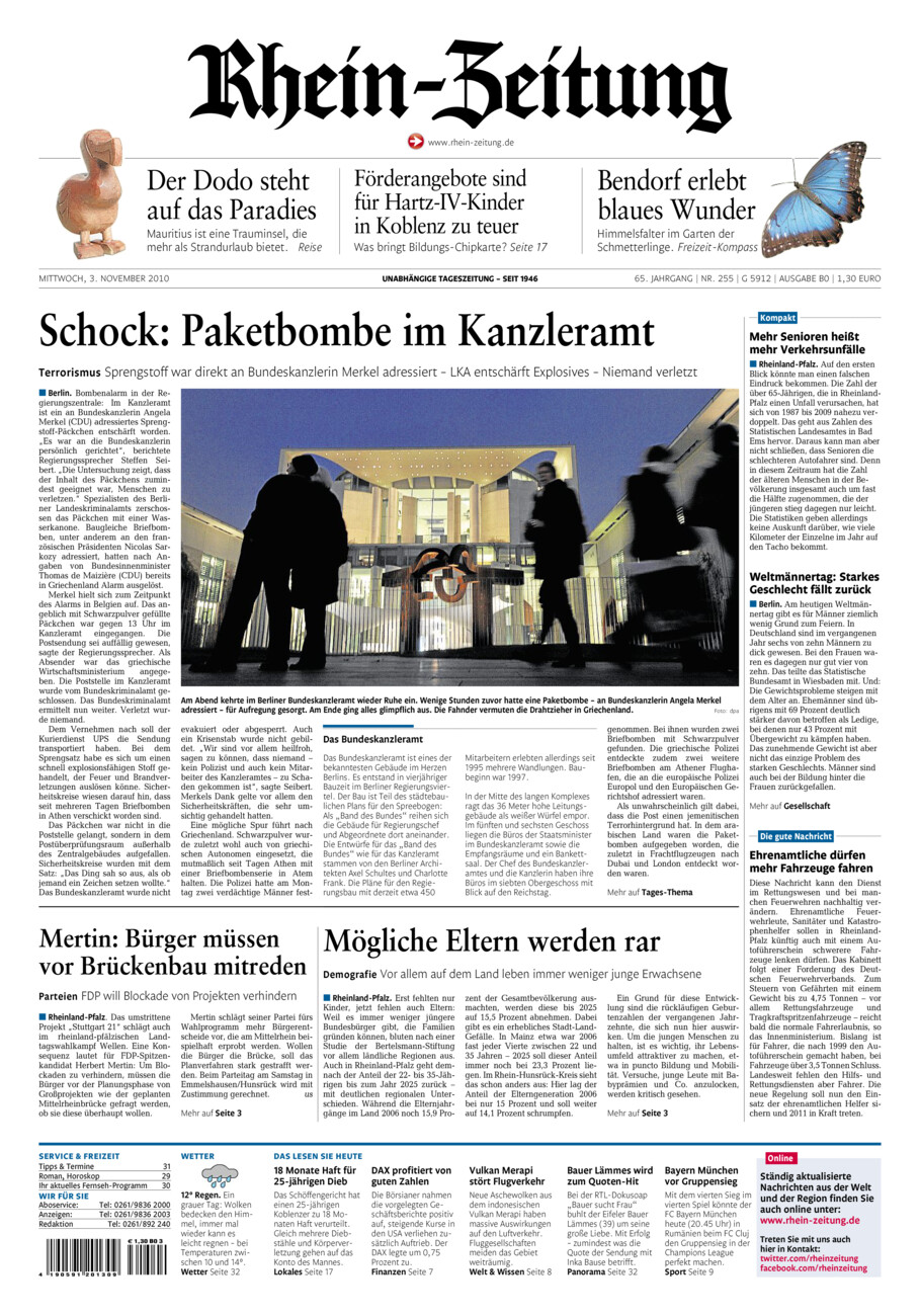 Rhein-Zeitung Koblenz & Region vom Mittwoch, 03.11.2010