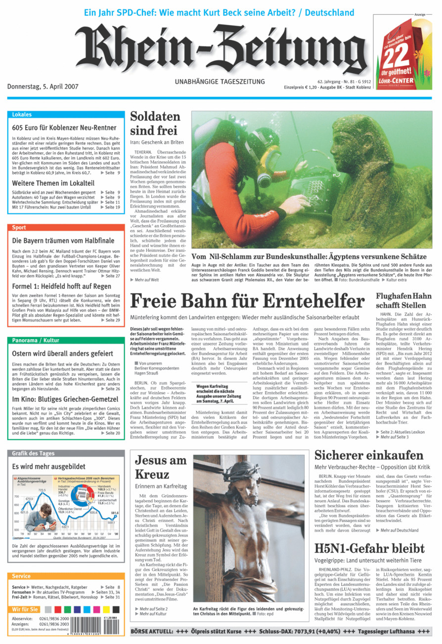Rhein-Zeitung Koblenz & Region vom Donnerstag, 05.04.2007