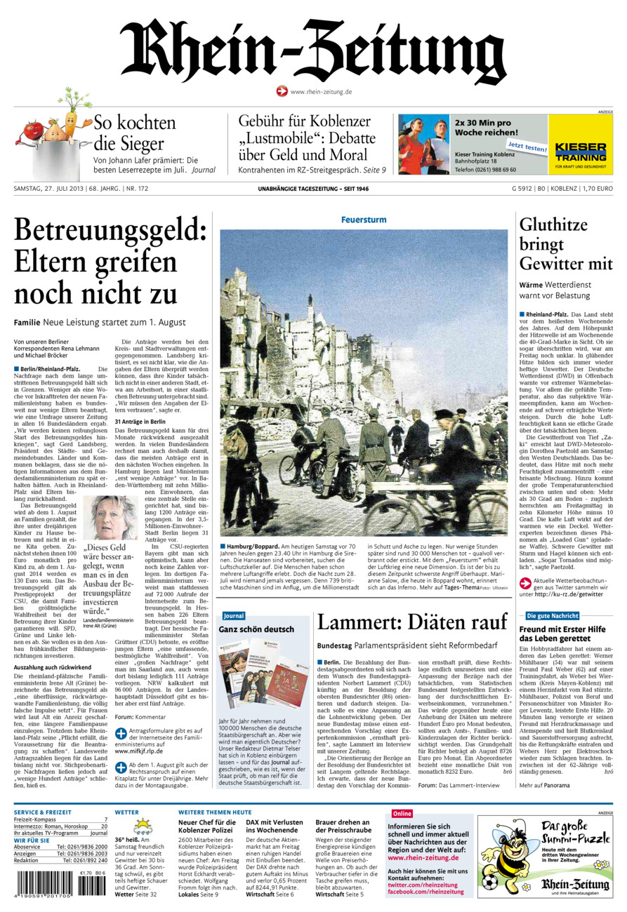 Rhein-Zeitung Koblenz & Region vom Samstag, 27.07.2013