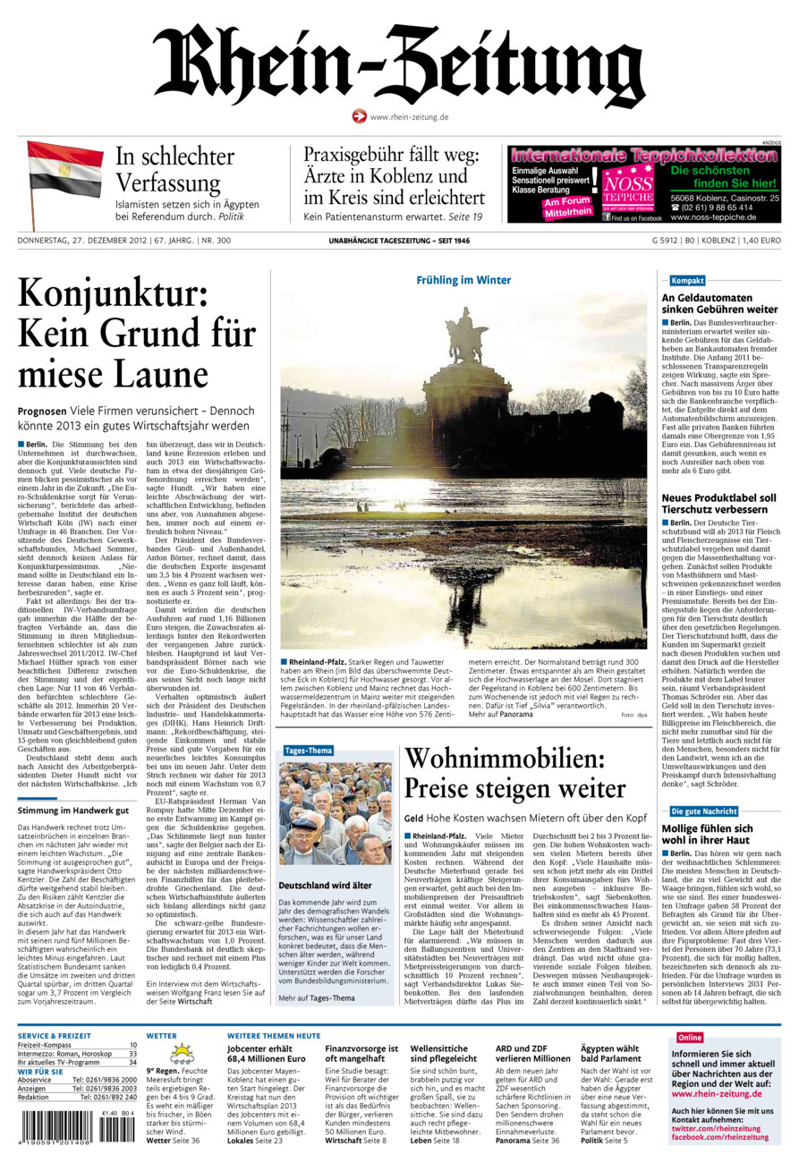 Rhein-Zeitung Koblenz & Region vom Donnerstag, 27.12.2012