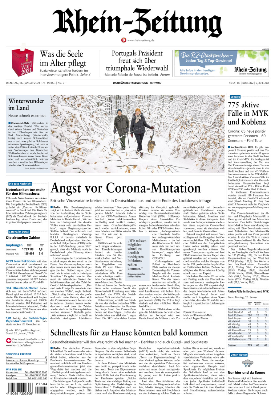 Rhein-Zeitung Koblenz & Region vom Dienstag, 26.01.2021