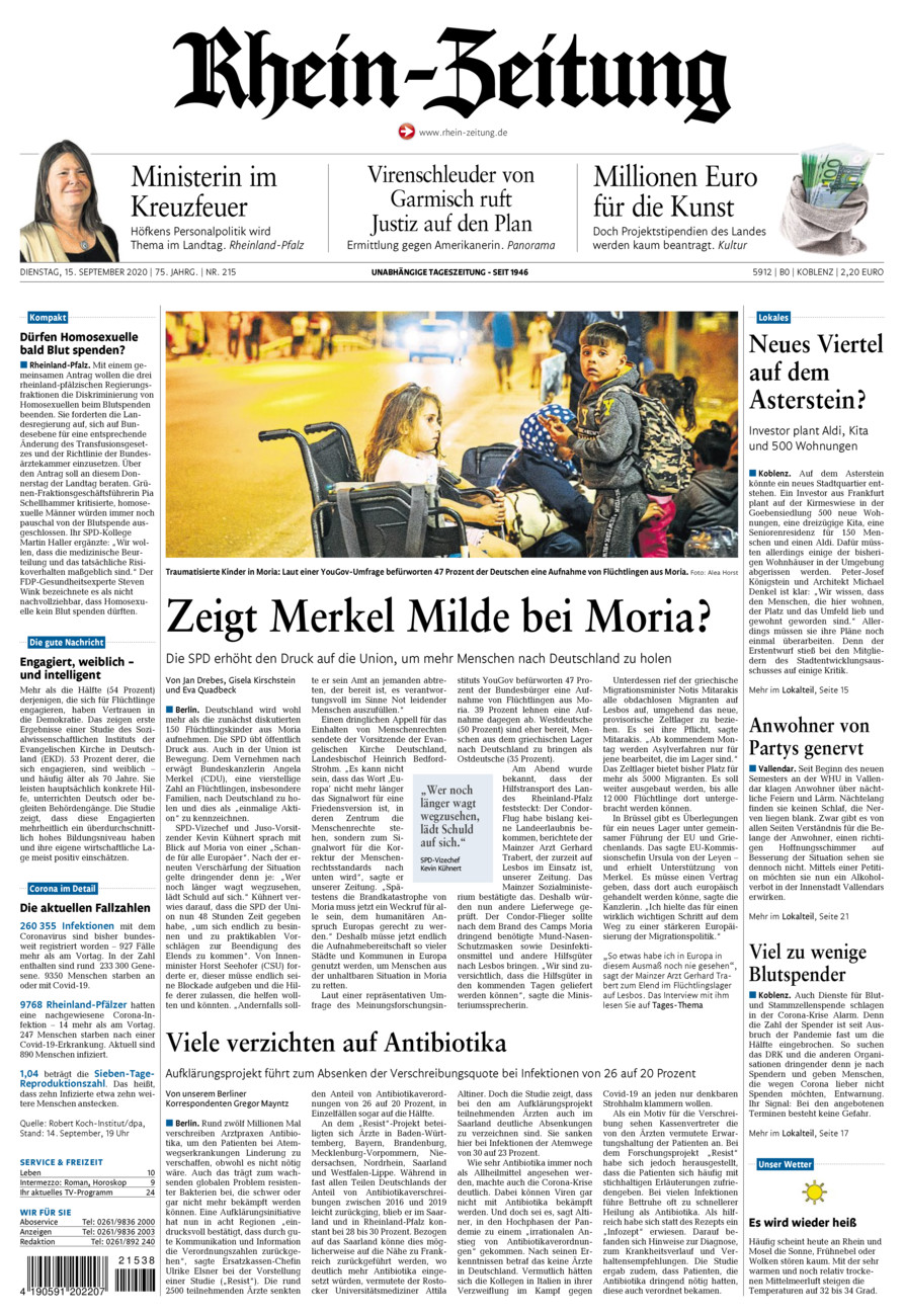 Rhein-Zeitung Koblenz & Region vom Dienstag, 15.09.2020