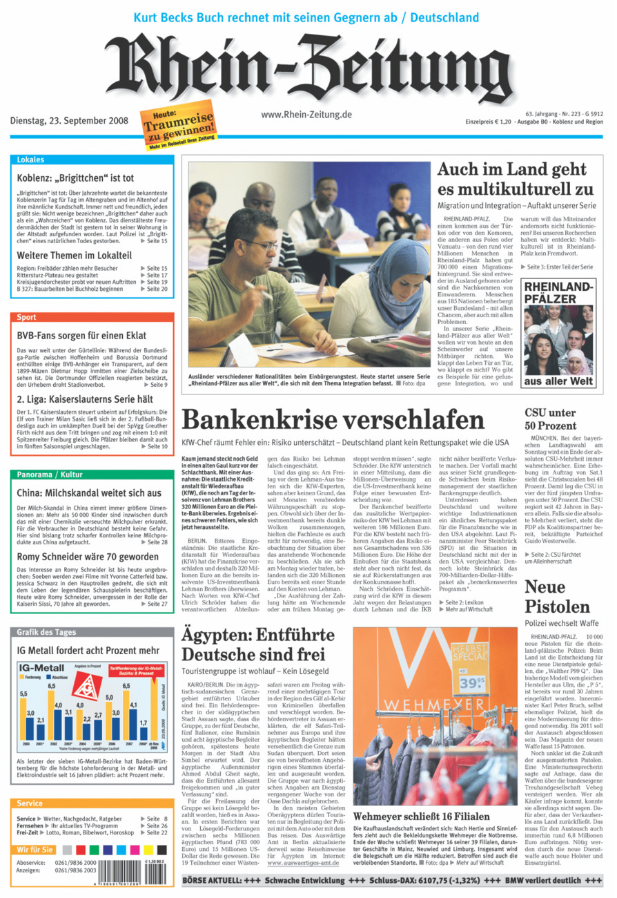 Rhein-Zeitung Koblenz & Region vom Dienstag, 23.09.2008