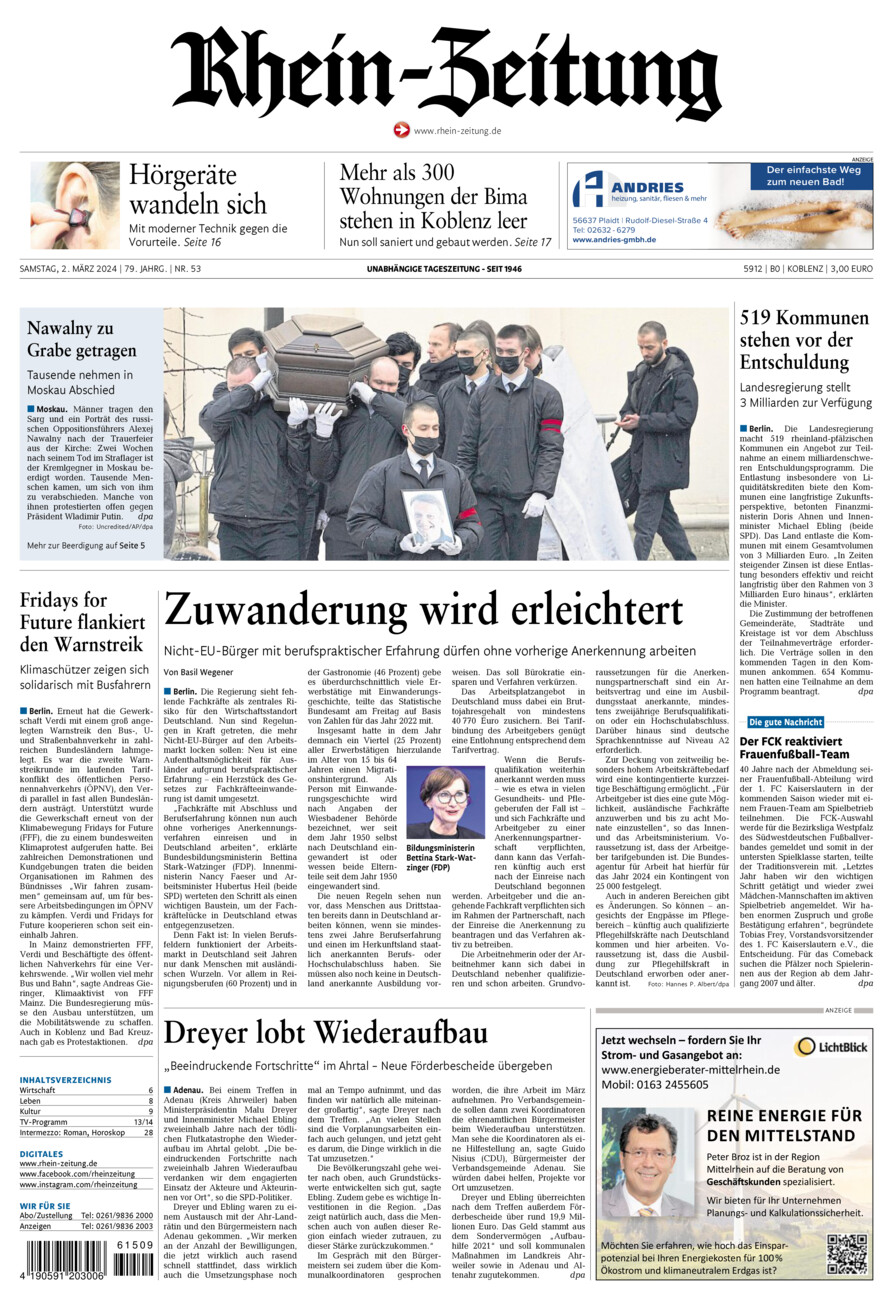 Rhein-Zeitung Koblenz & Region vom Samstag, 02.03.2024