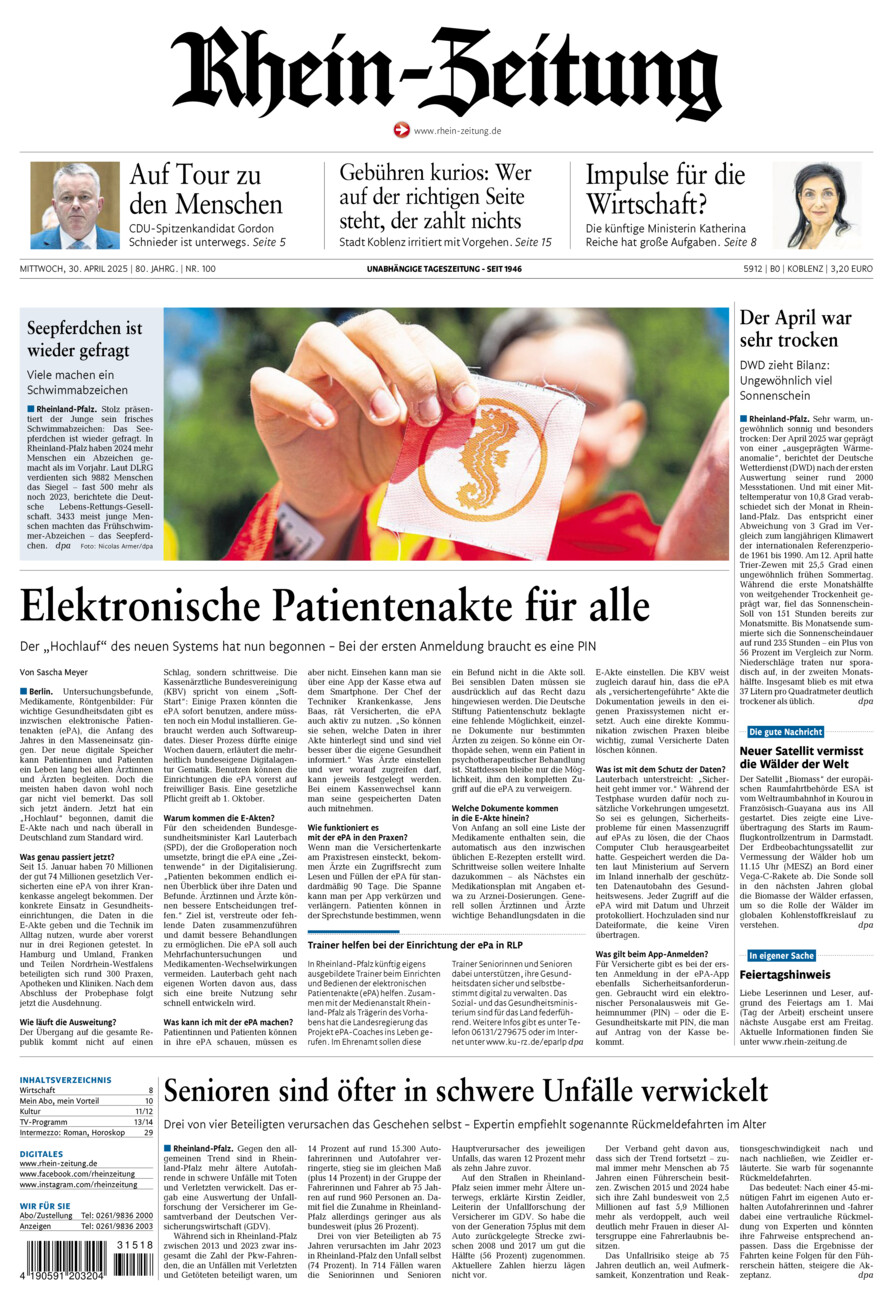 Rhein-Zeitung Koblenz & Region vom Mittwoch, 30.04.2025