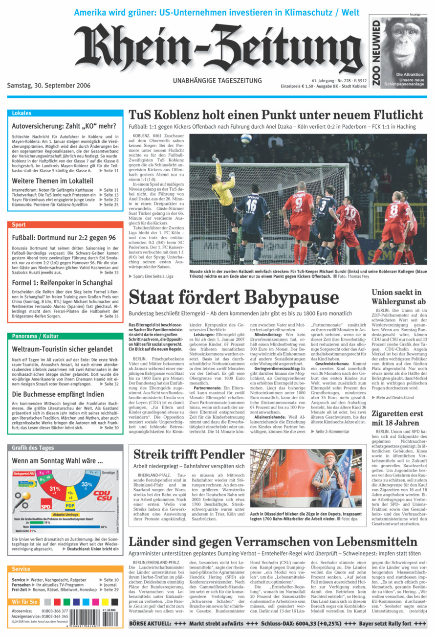 Rhein-Zeitung Koblenz & Region vom Samstag, 30.09.2006