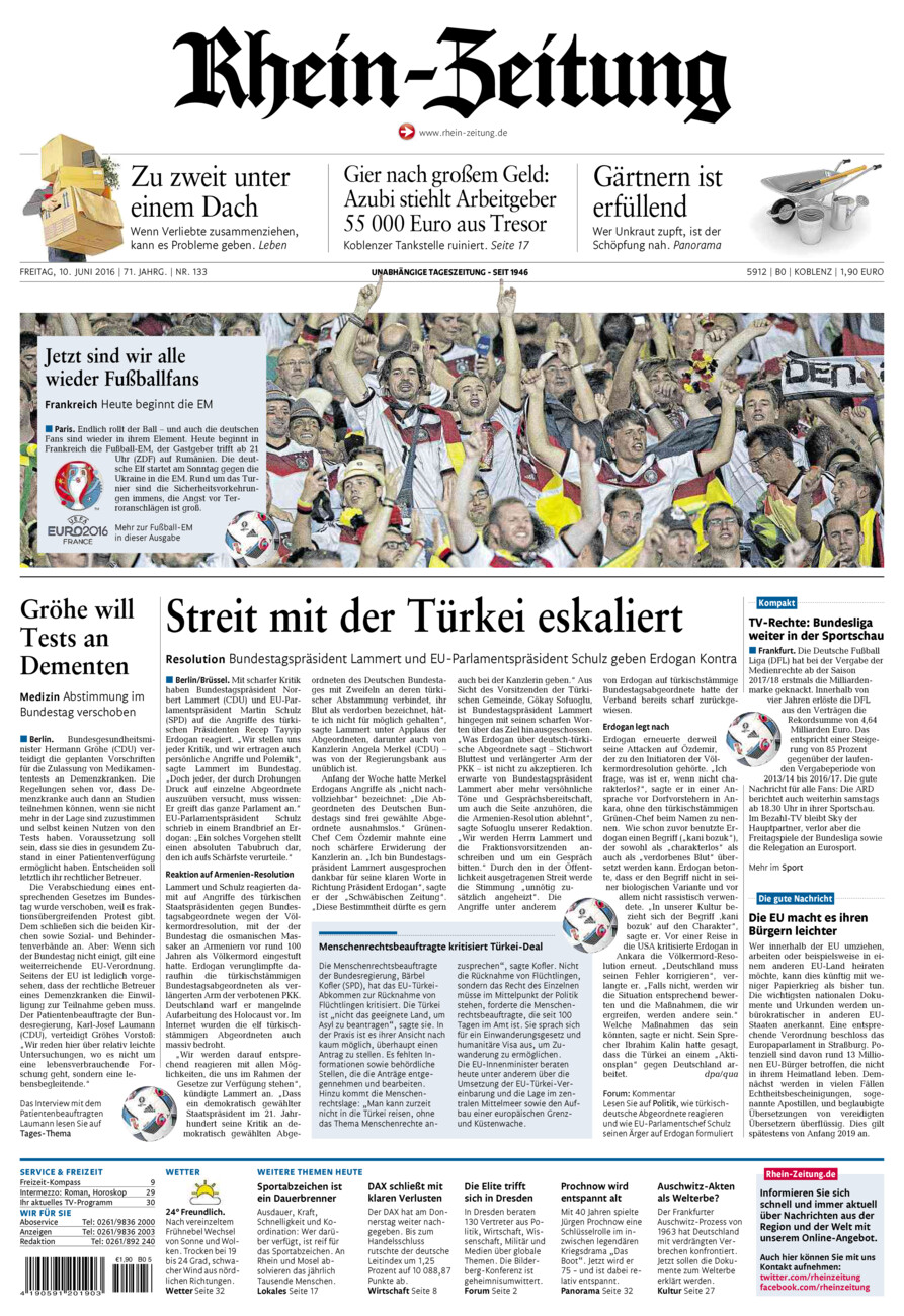 Rhein-Zeitung Koblenz & Region vom Freitag, 10.06.2016