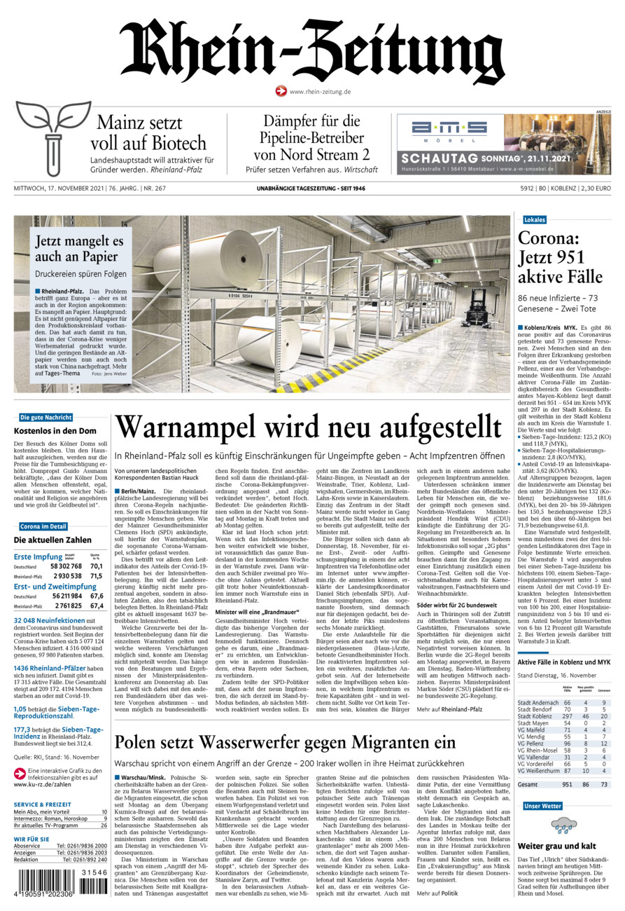 Rhein-Zeitung Koblenz & Region vom Mittwoch, 17.11.2021