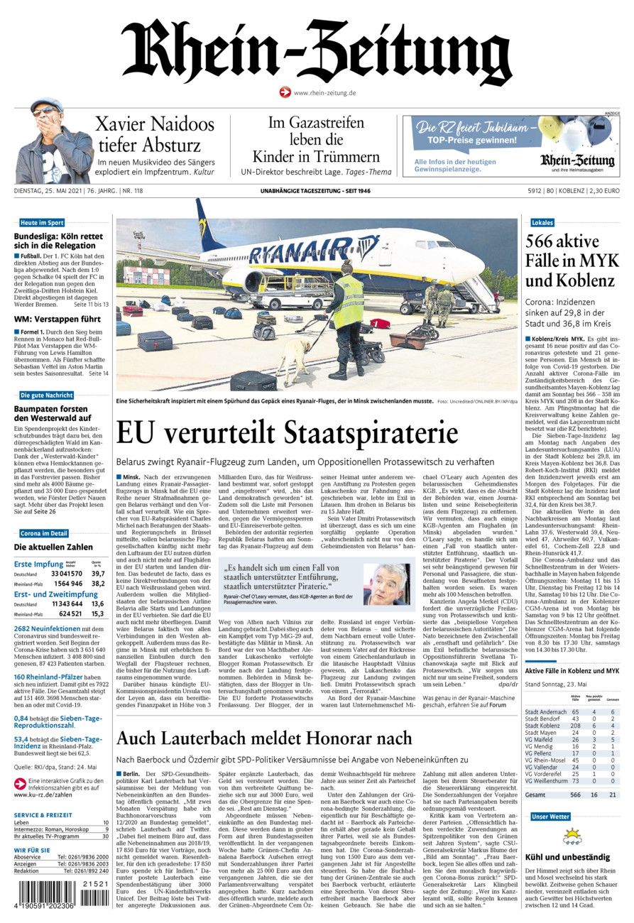 Rhein-Zeitung Koblenz & Region vom Dienstag, 25.05.2021