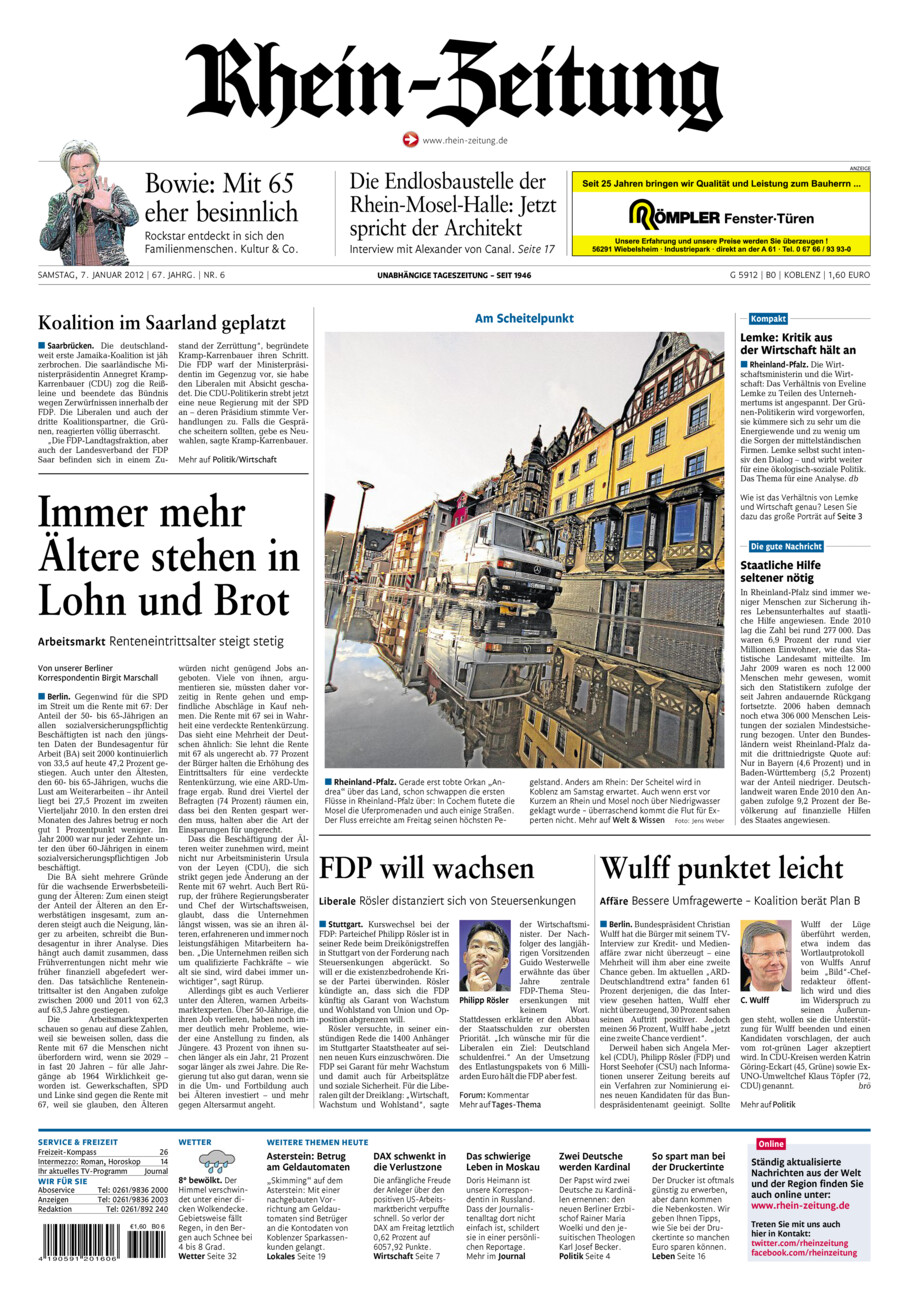 Rhein-Zeitung Koblenz & Region vom Samstag, 07.01.2012