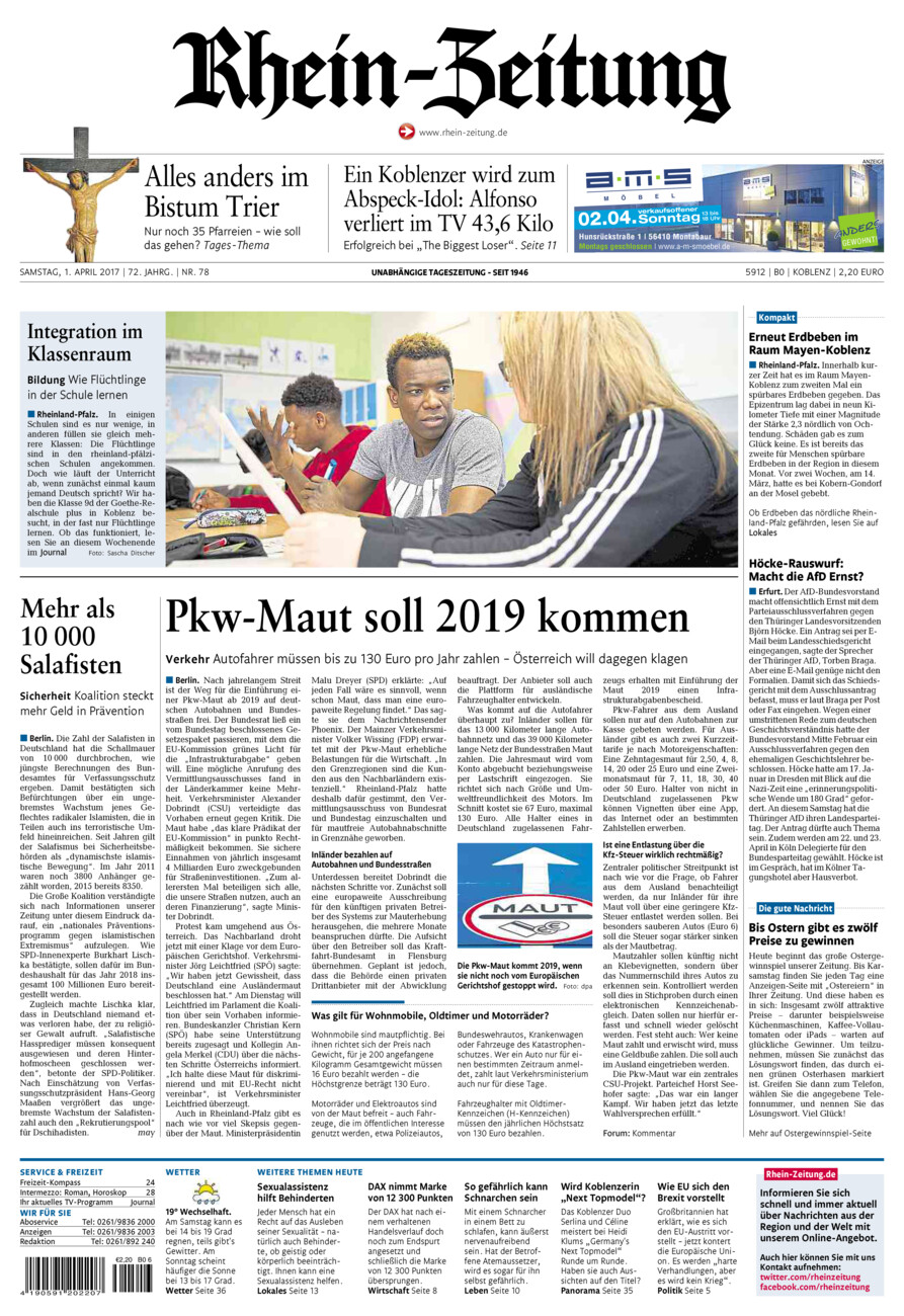 Rhein-Zeitung Koblenz & Region vom Samstag, 01.04.2017