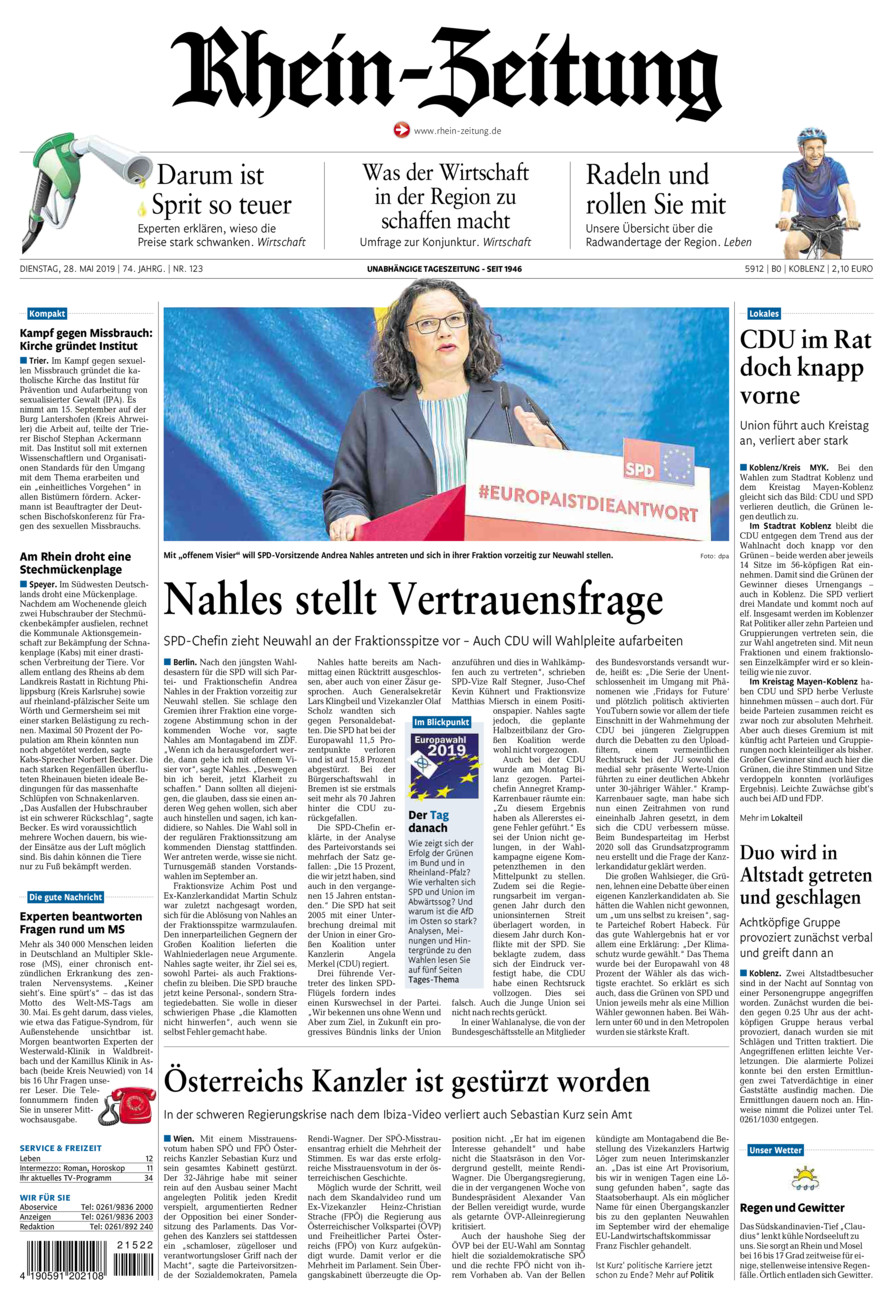 Rhein-Zeitung Koblenz & Region vom Dienstag, 28.05.2019