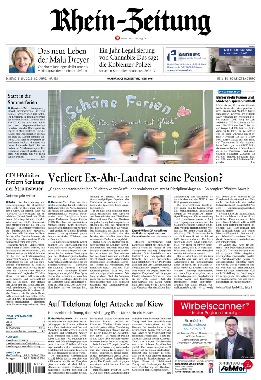 Rhein-Zeitung Koblenz & Region vom Samstag, 05.07.2025