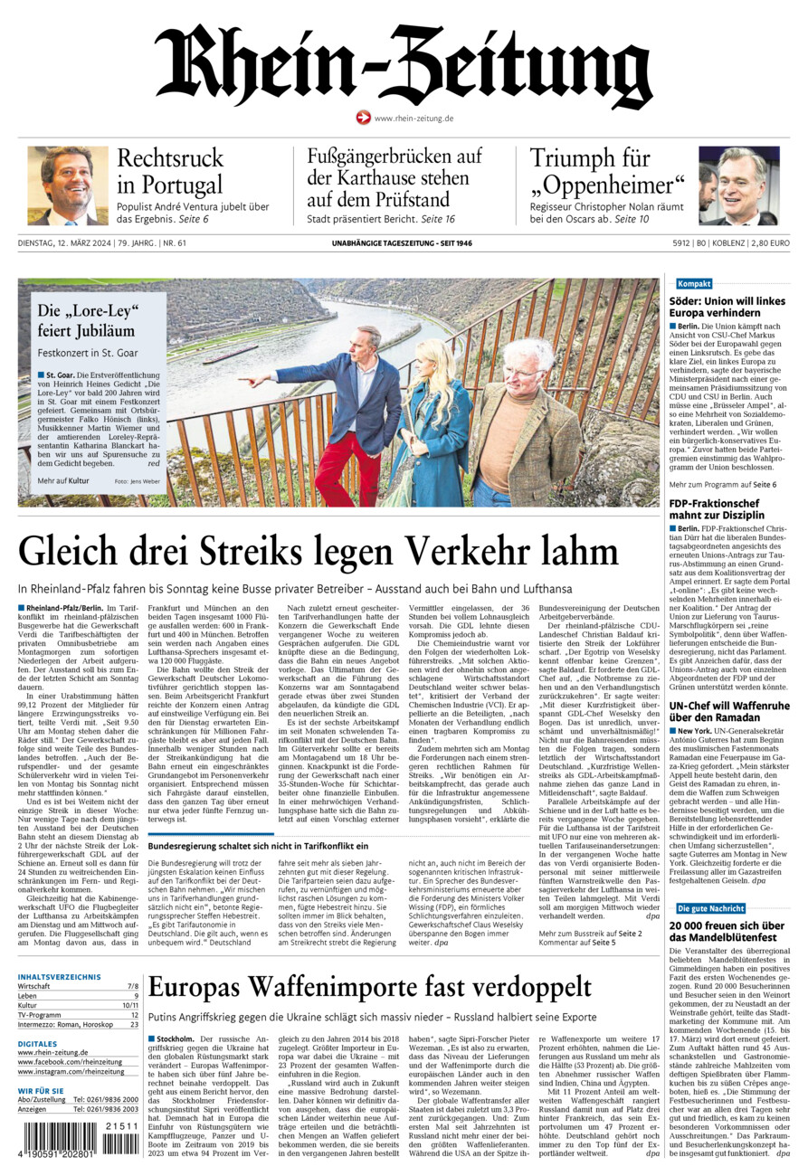 Rhein-Zeitung Koblenz & Region vom Dienstag, 12.03.2024