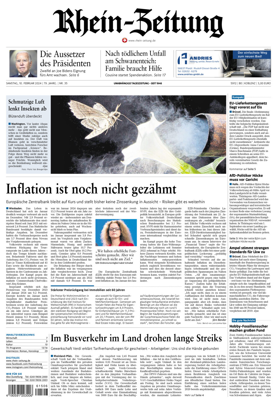 Rhein-Zeitung Koblenz & Region vom Samstag, 10.02.2024