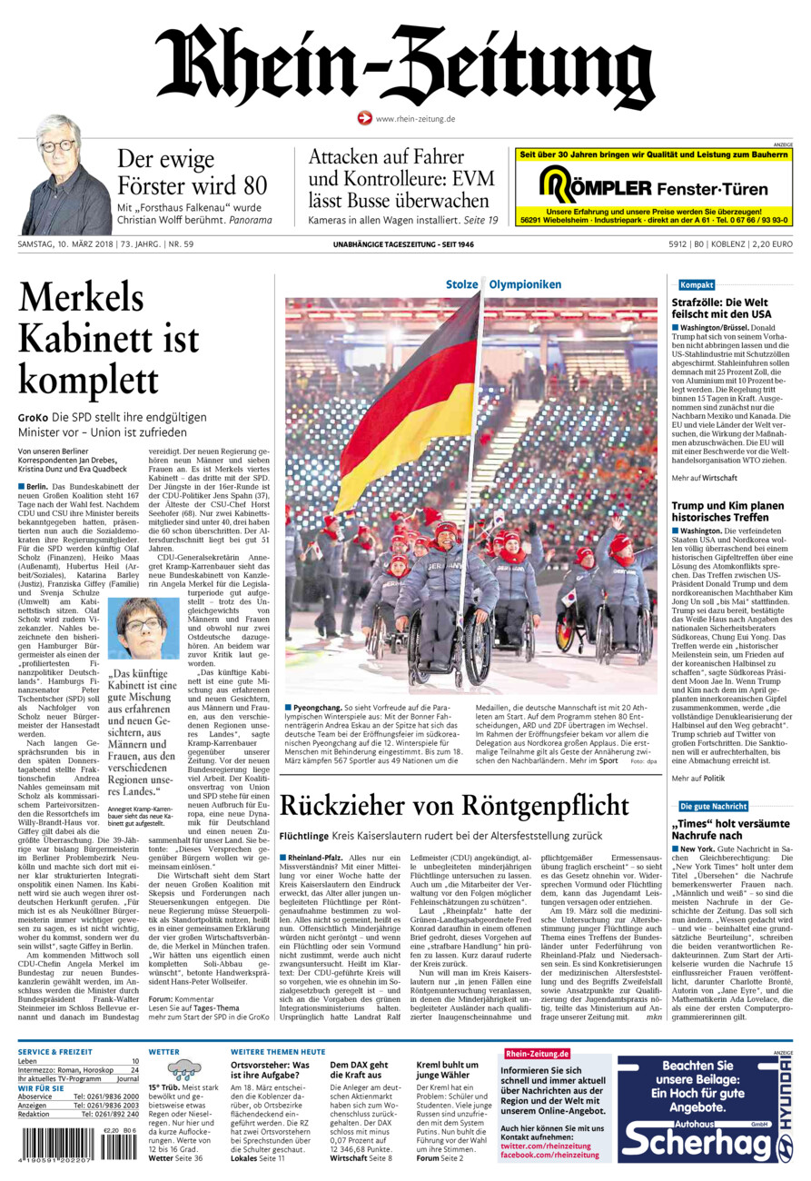 Rhein-Zeitung Koblenz & Region vom Samstag, 10.03.2018