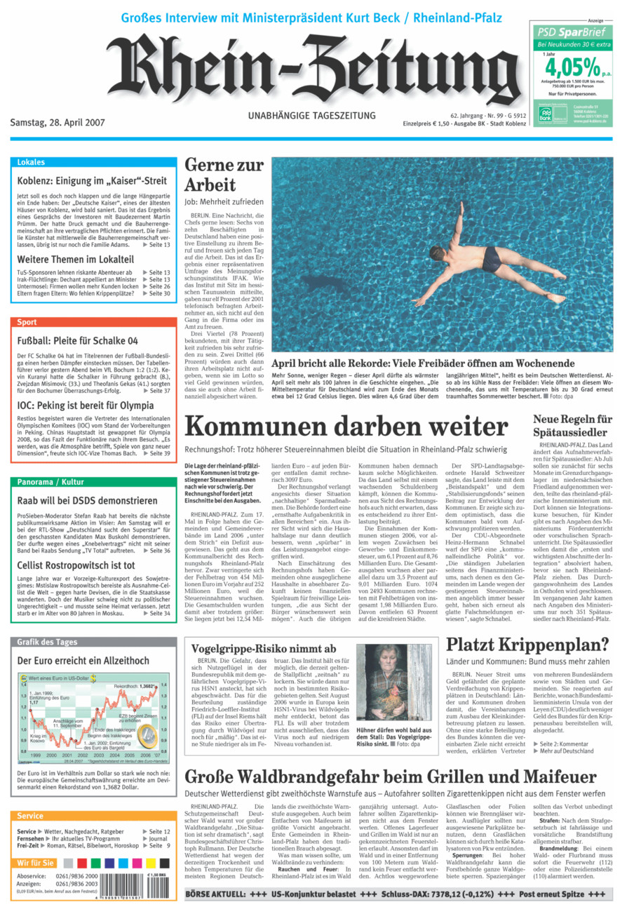 Rhein-Zeitung Koblenz & Region vom Samstag, 28.04.2007