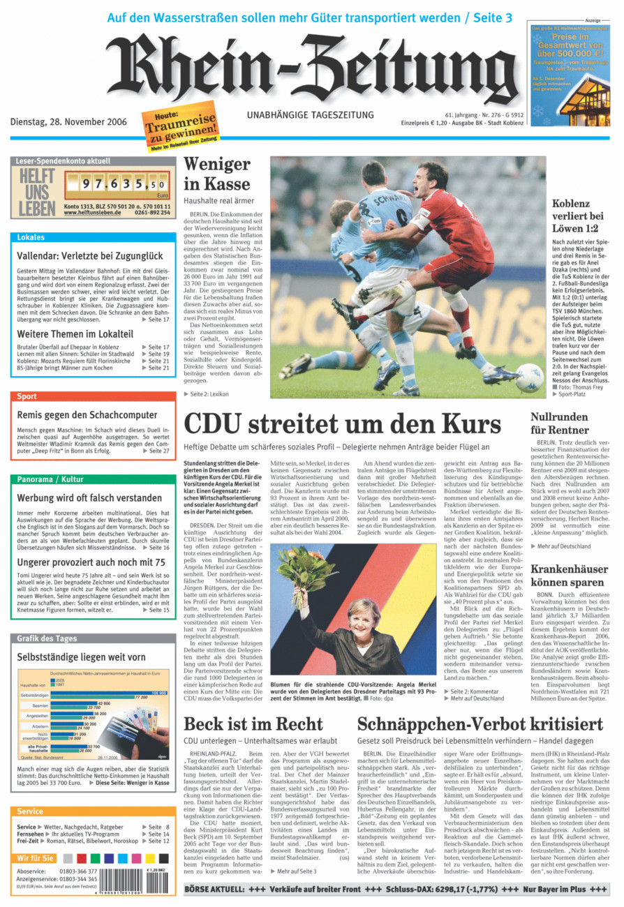 Rhein-Zeitung Koblenz & Region vom Dienstag, 28.11.2006