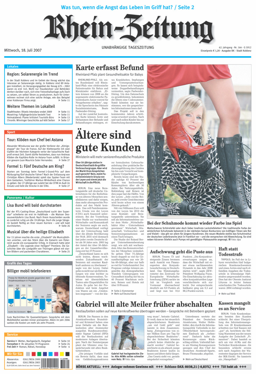 Rhein-Zeitung Koblenz & Region vom Mittwoch, 18.07.2007
