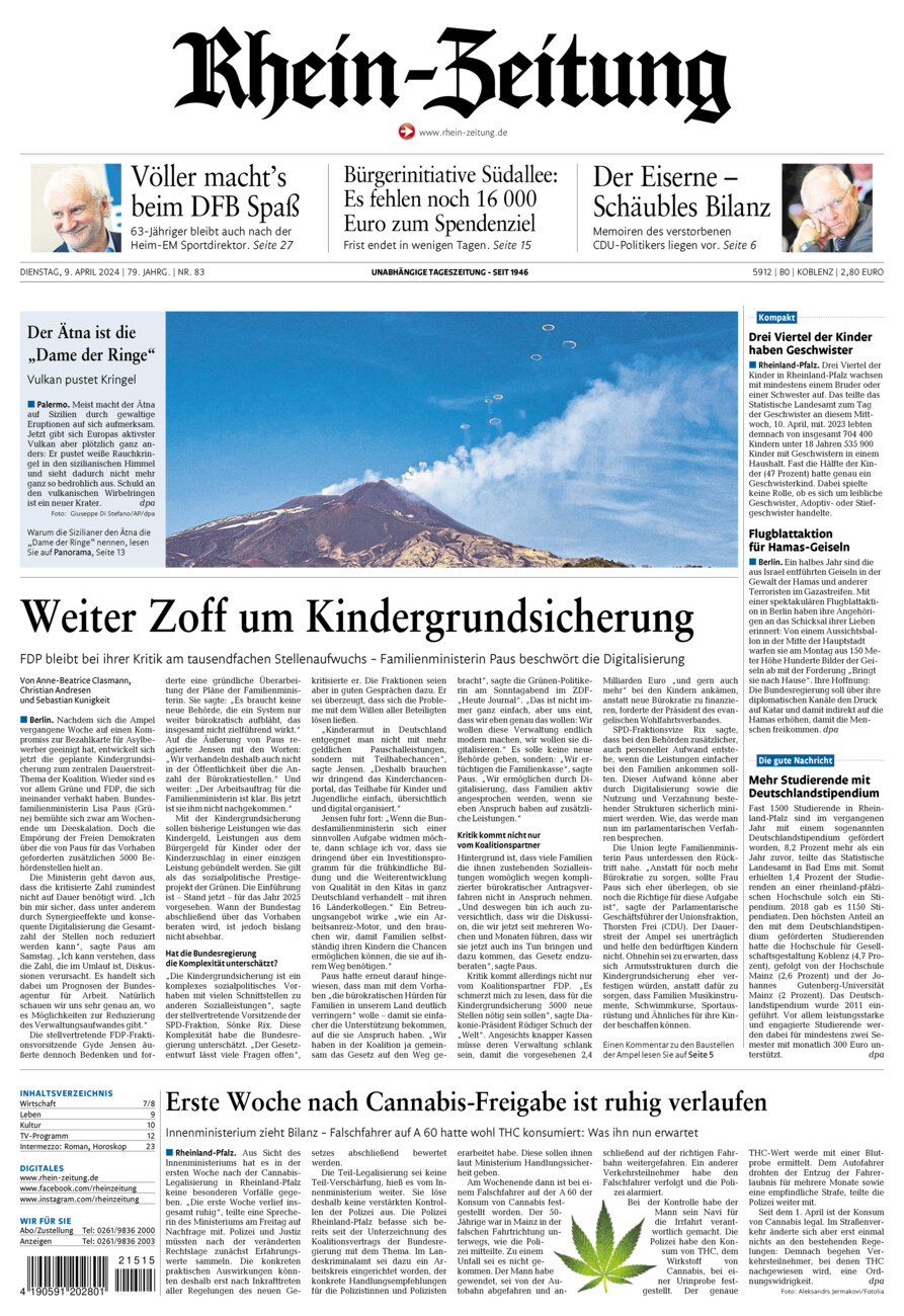 Rhein-Zeitung Koblenz & Region vom Dienstag, 09.04.2024