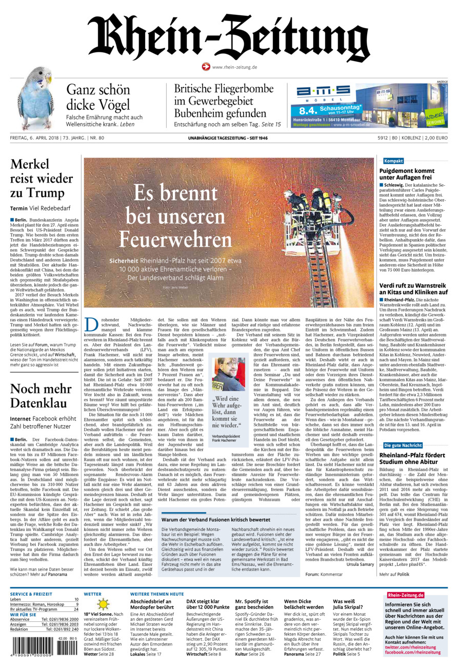 Rhein-Zeitung Koblenz & Region vom Freitag, 06.04.2018