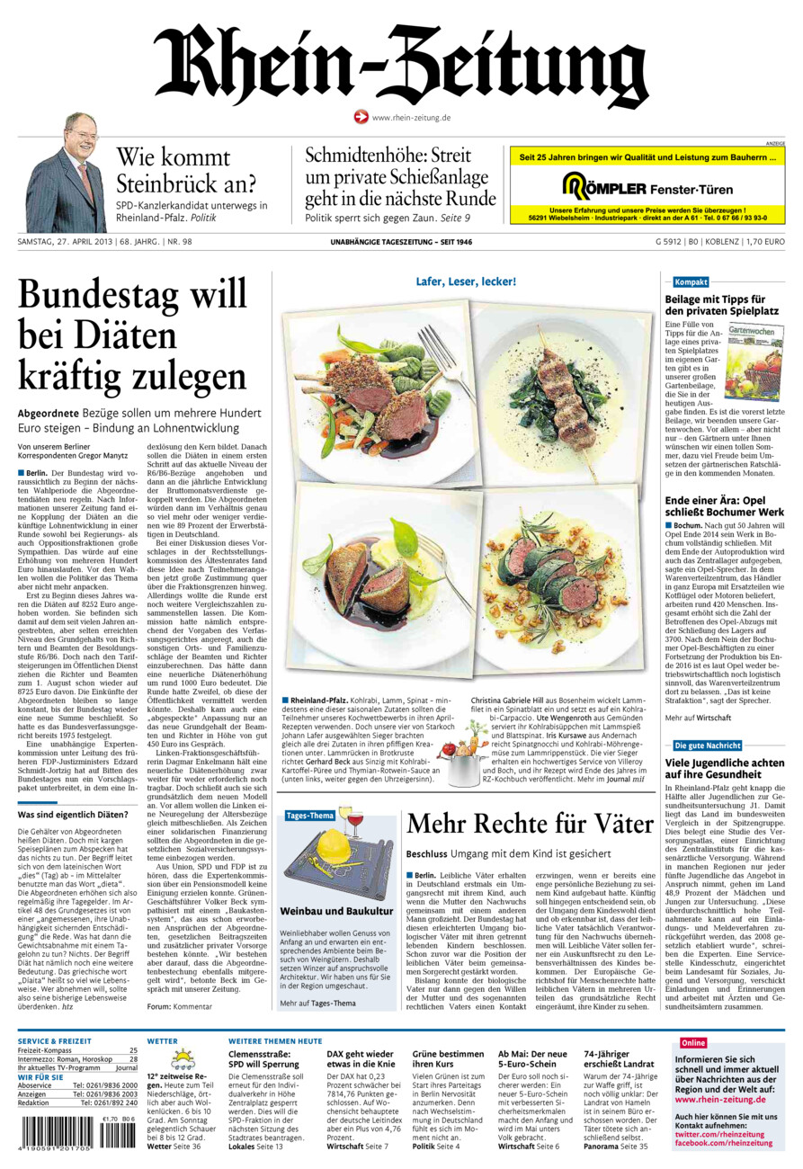 Rhein-Zeitung Koblenz & Region vom Samstag, 27.04.2013