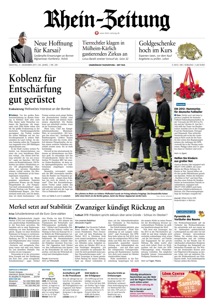 Rhein-Zeitung Koblenz & Region vom Samstag, 03.12.2011