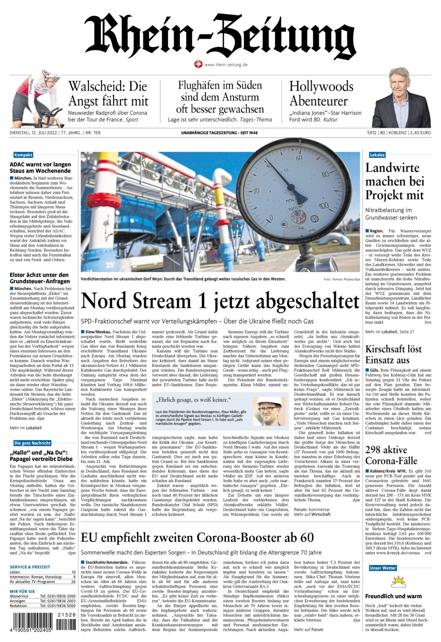 Rhein-Zeitung Koblenz & Region vom Dienstag, 12.07.2022