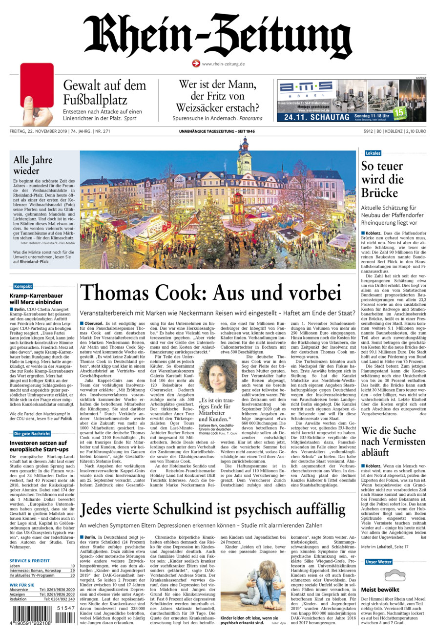 Rhein-Zeitung Koblenz & Region vom Freitag, 22.11.2019