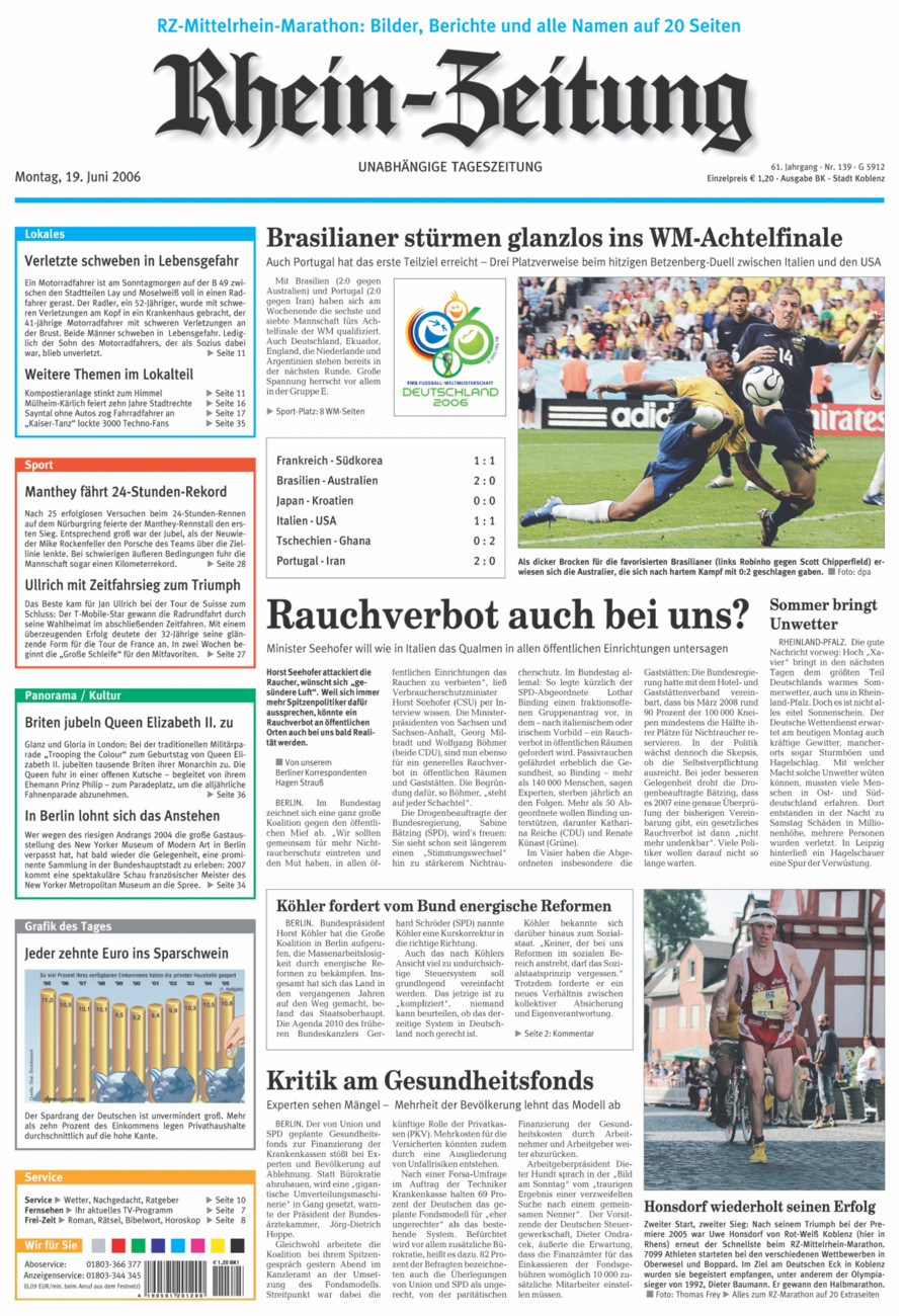 Rhein-Zeitung Koblenz & Region vom Montag, 19.06.2006