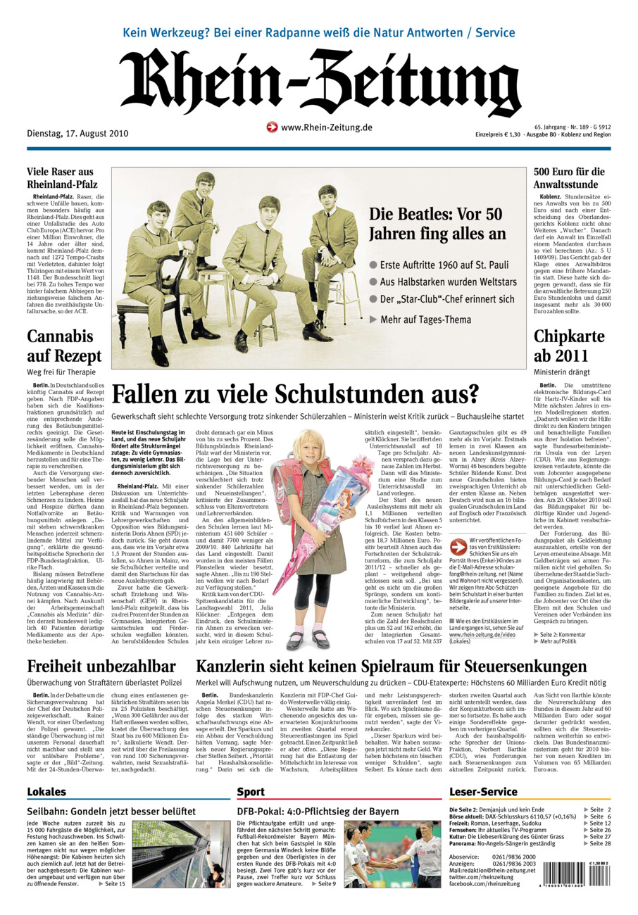 Rhein-Zeitung Koblenz & Region vom Dienstag, 17.08.2010
